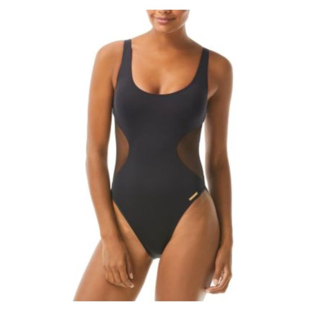 VINCE CAMUTO SWIM Women's Black Stretch Cutout Mesh One Piece Swimsuit 4